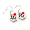 Silver Open Paw Print Birthstone Earrings - Image 4