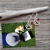 Silver Open Paw Print Birthstone Earrings - Image 5