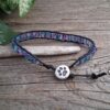 Blue Czech Glass Paw Button Wrap Bracelet