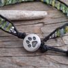 Green Czech Glass Paw Button Wrap Bracelet - Image 2