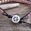 Pink Frost Czech Glass Paw Button Wrap Bracelet - Image 2