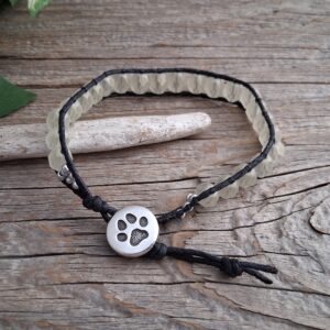 Yellow Frost Czech Glass Paw Button Wrap Bracelet