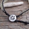 Yellow Frost Czech Glass Paw Button Wrap Bracelet - Image 2